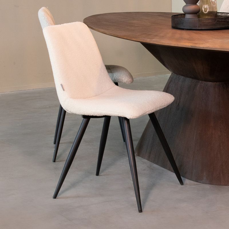Eetkamerstoel Jep 45x56x85 cm Ivoor Teddy | Zwart Metaal