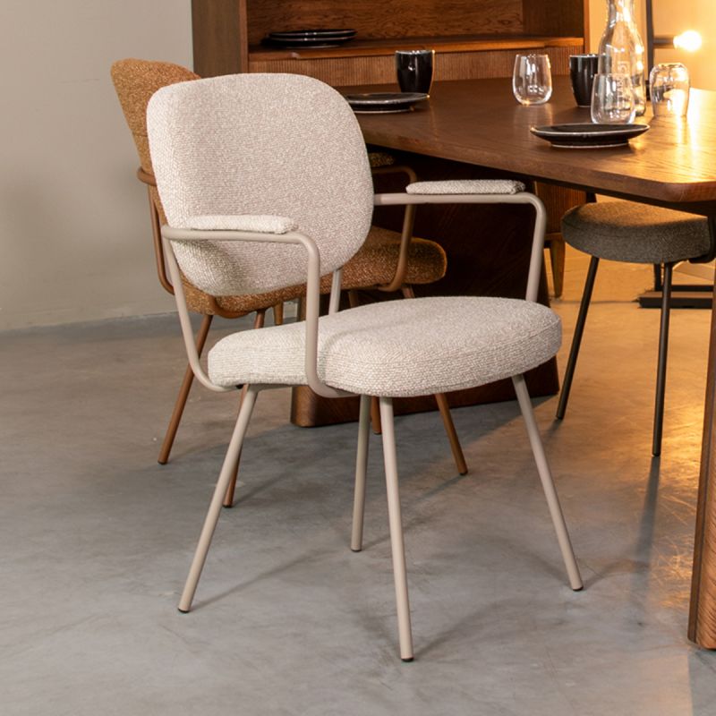 Eetkamerstoel Lausanne 61x64x89 cm Naturel Royal Boucle | Taupe Metaal