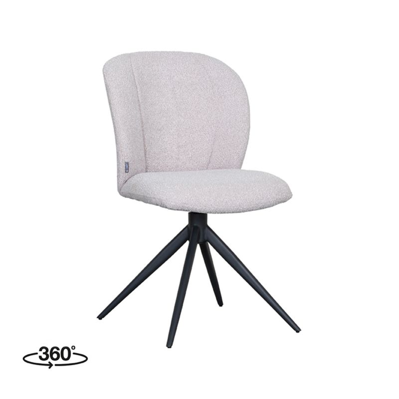 Eetkamerstoel Kimo 49x62x85 cm Naturel Boucle | Zwart Metaal