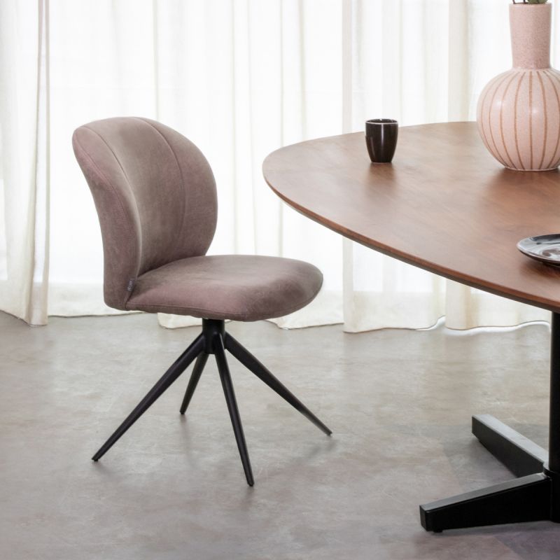 Eetkamerstoel Kimo 49x62x85 cm Taupe Micro Suede | Zwart Metaal