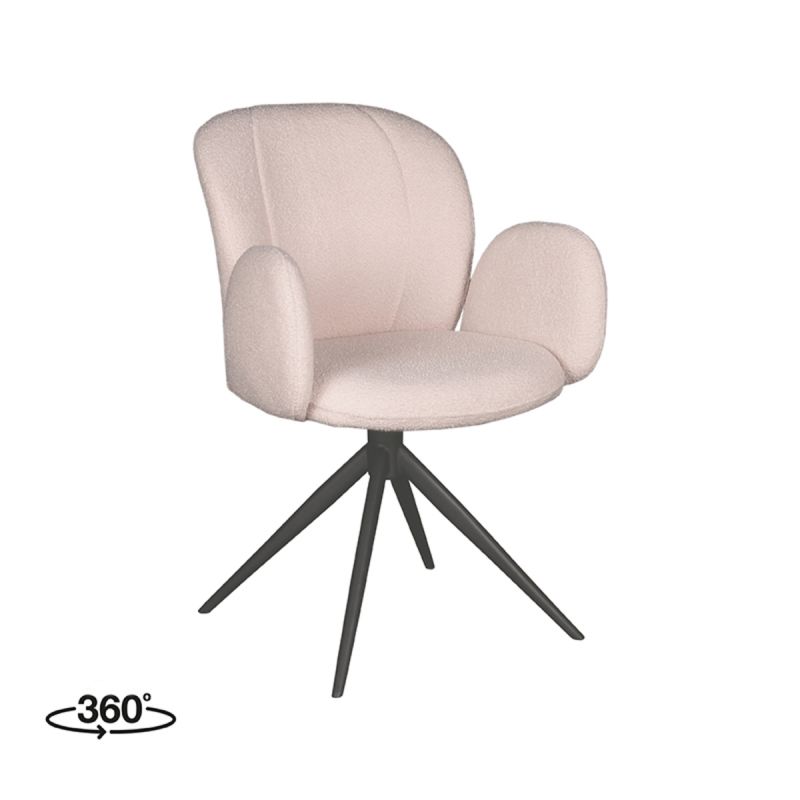 Eetkamerstoel Kimball 59x61x86 cm Naturel Boucle | Zwart Metaal