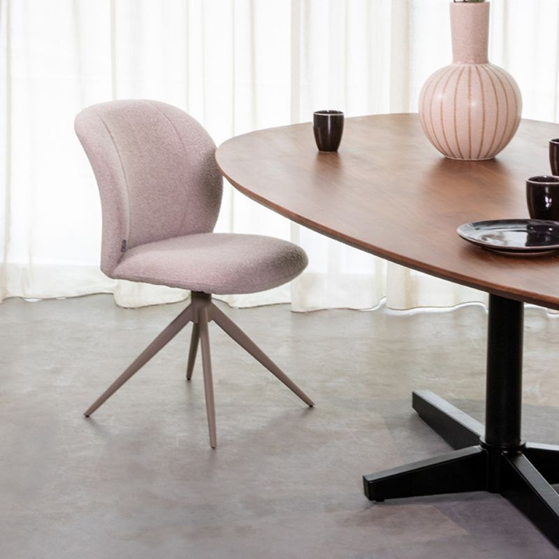 Eetkamerstoel Kimo 49x62x85 cm Naturel Boucle | Taupe Metaal