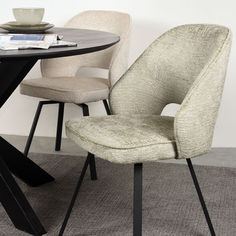 Eetkamerstoel Lewis 52x58x84 cm Beige Elegance | Zwart Metaal