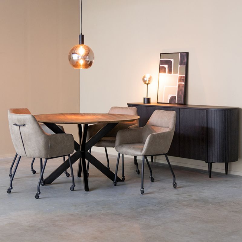 Eetkamerstoel Lenny 56x64x84 cm Taupe Micro Suede | Zwart Metaal