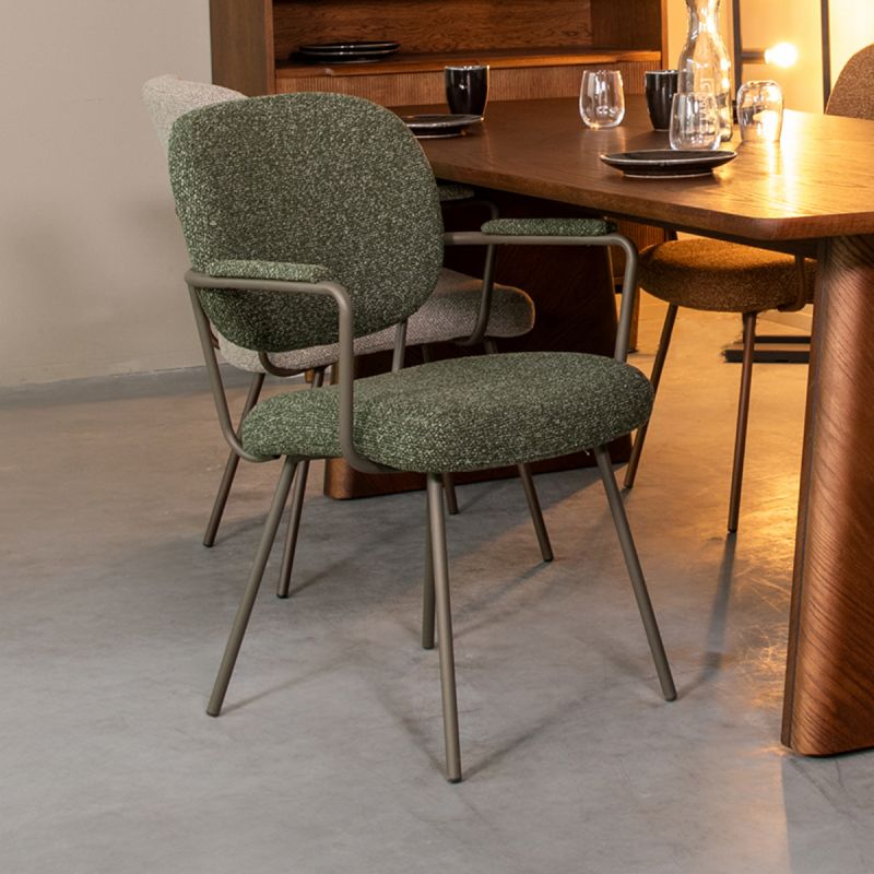 Eetkamerstoel Lausanne 61x64x89 cm Forest Royal Boucle | Forest Metaal