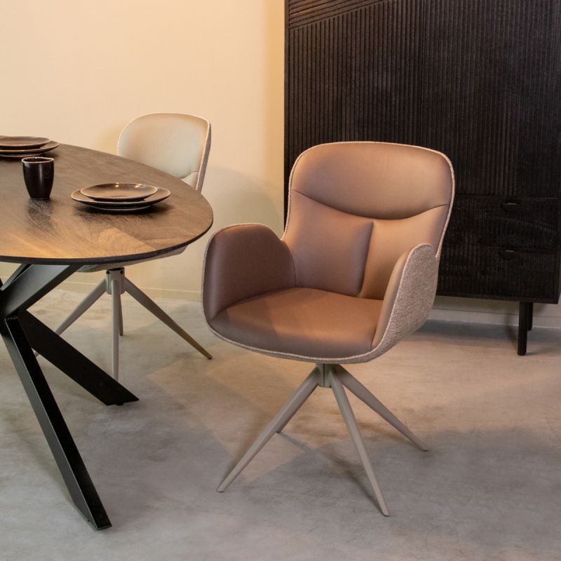Eetkamerstoel Lasse 60x65x90 cm Bruin Microvezel | Taupe Canyon | Taupe Metaa