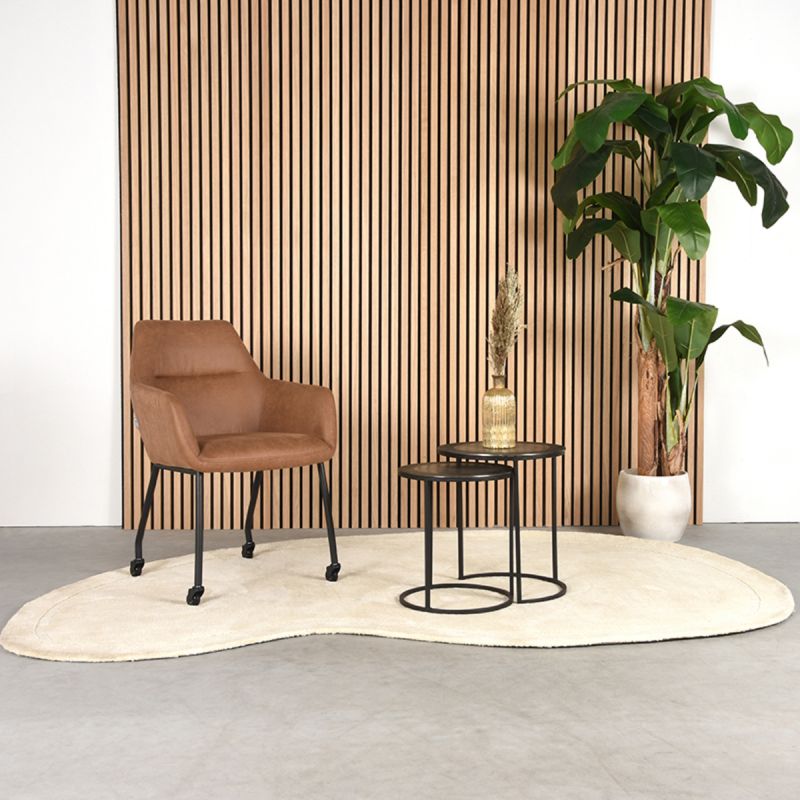 Eetkamerstoel Lenny 56x64x84 cm Cognac Micro Suede | Zwart Metaal