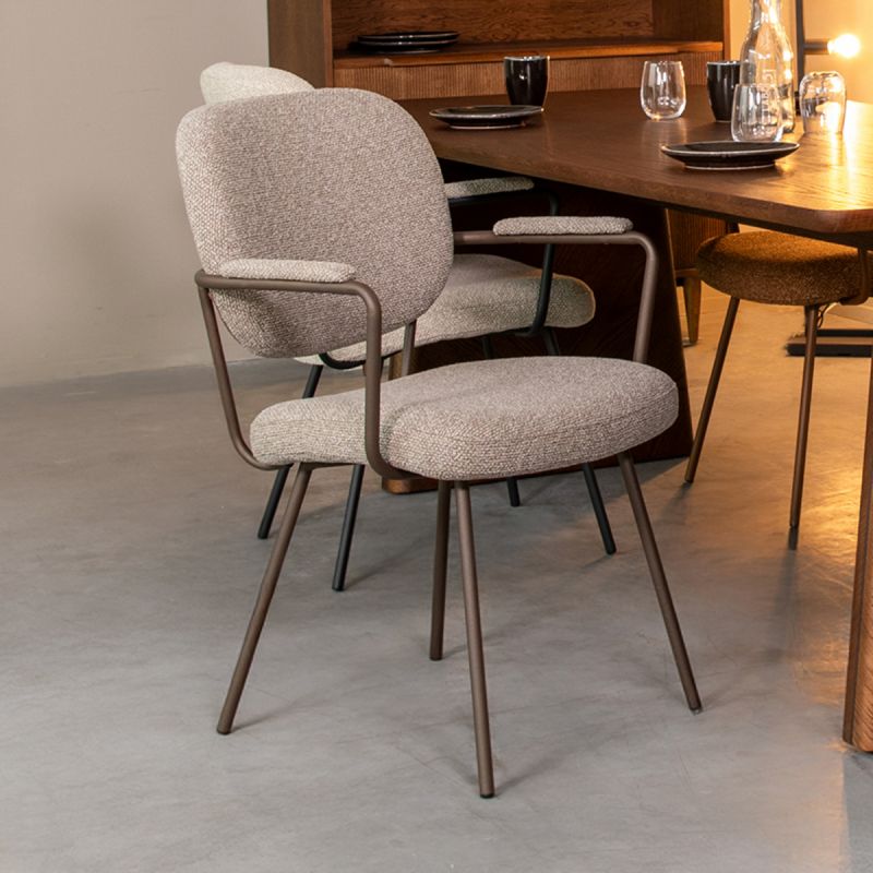 Eetkamerstoel Lausanne 61x64x89 cm Mushroom Royal Boucle | Brons Metaal