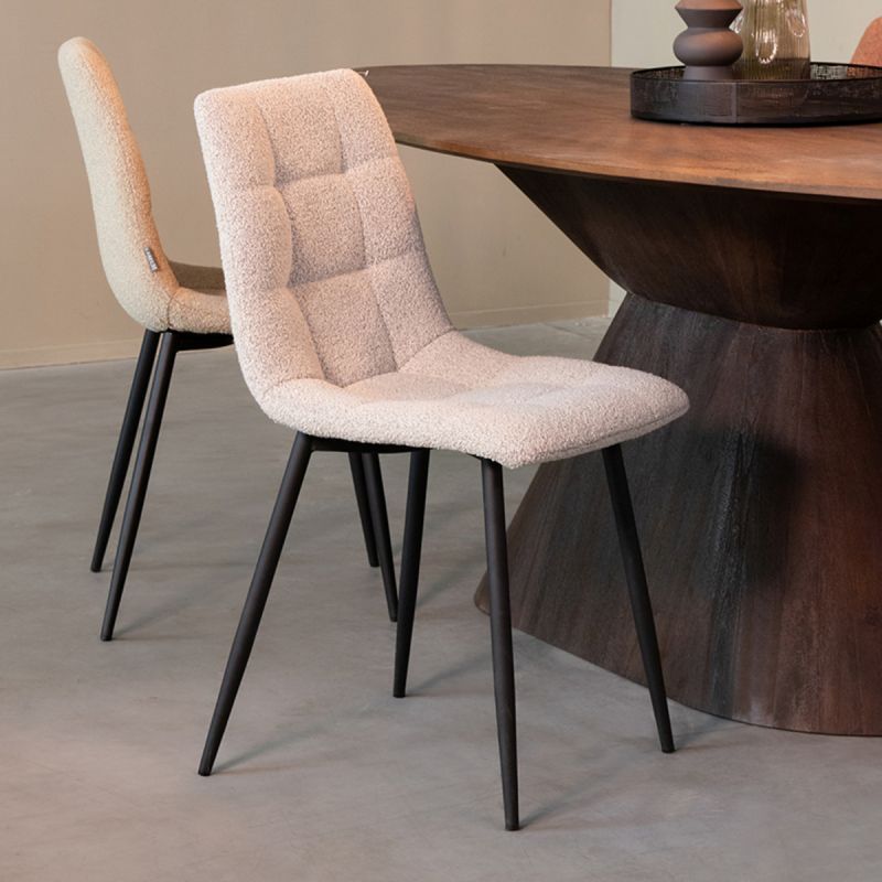 Eetkamerstoel Juul 54x45x89 cm Champagne Boucle | Zwart Metaal