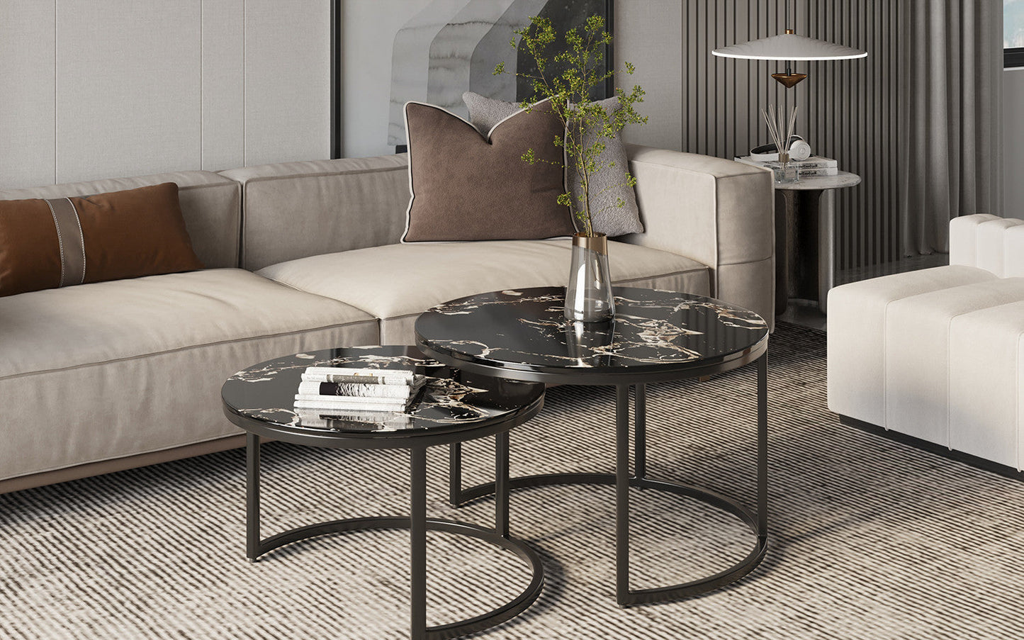 Salontafel aro 2-delig Composiet Marmer Zwart