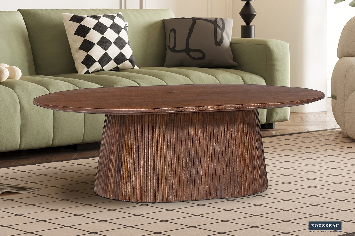 Salontafel lumora 120 cm Ovaal Mango hout Lichtbruin