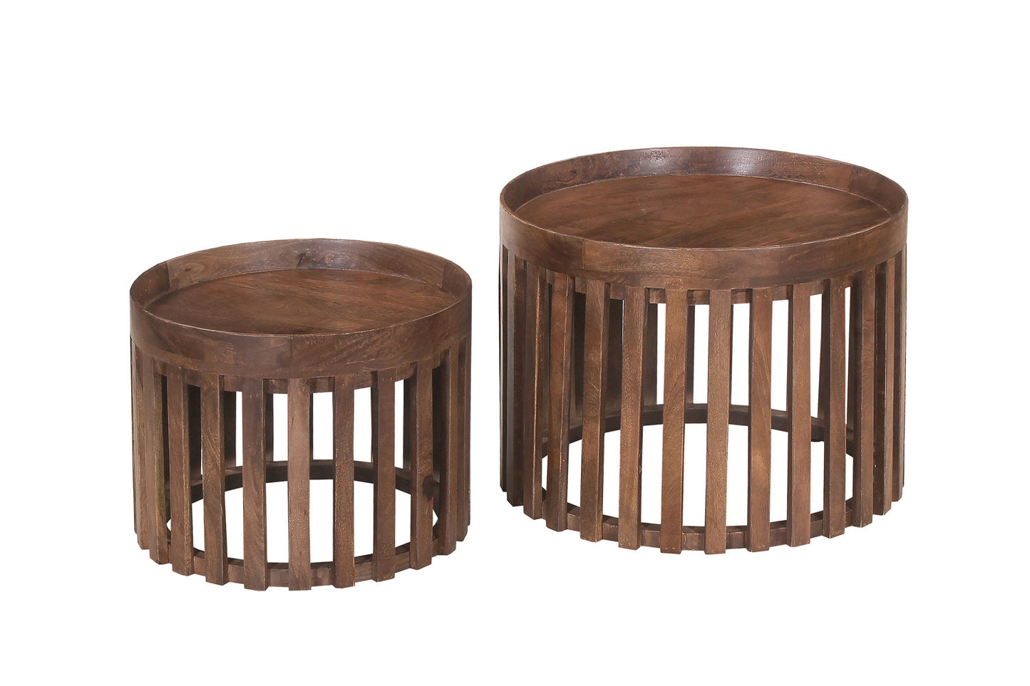 Salontafel auro 2-delig Rond Mango hout Lichtbruin