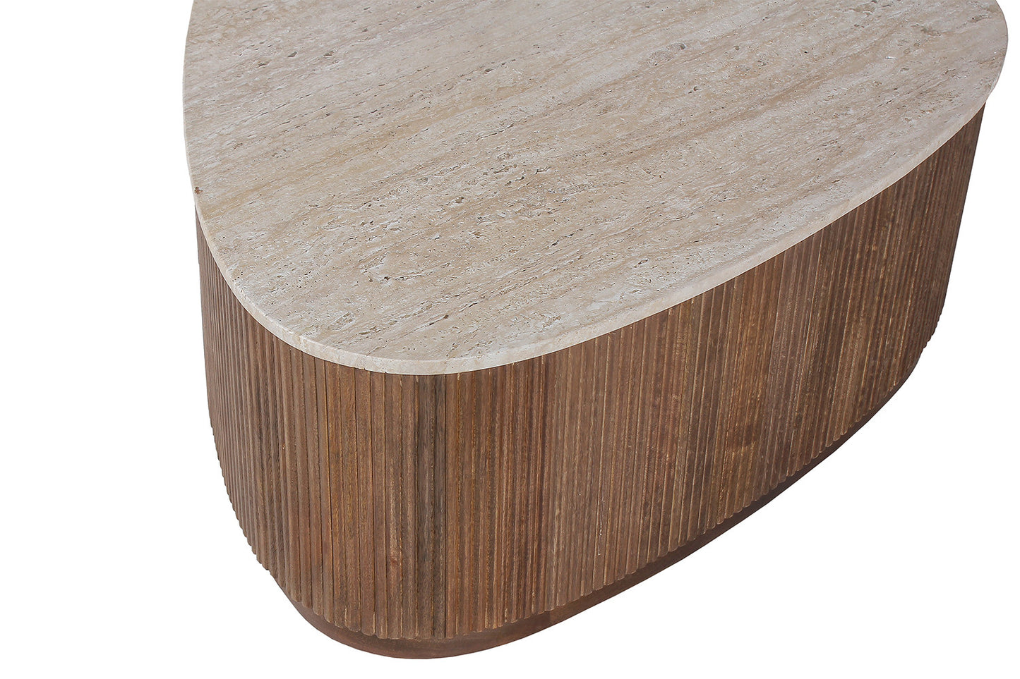Salontafel castel 100 cm Mango hout met Travetin Beige