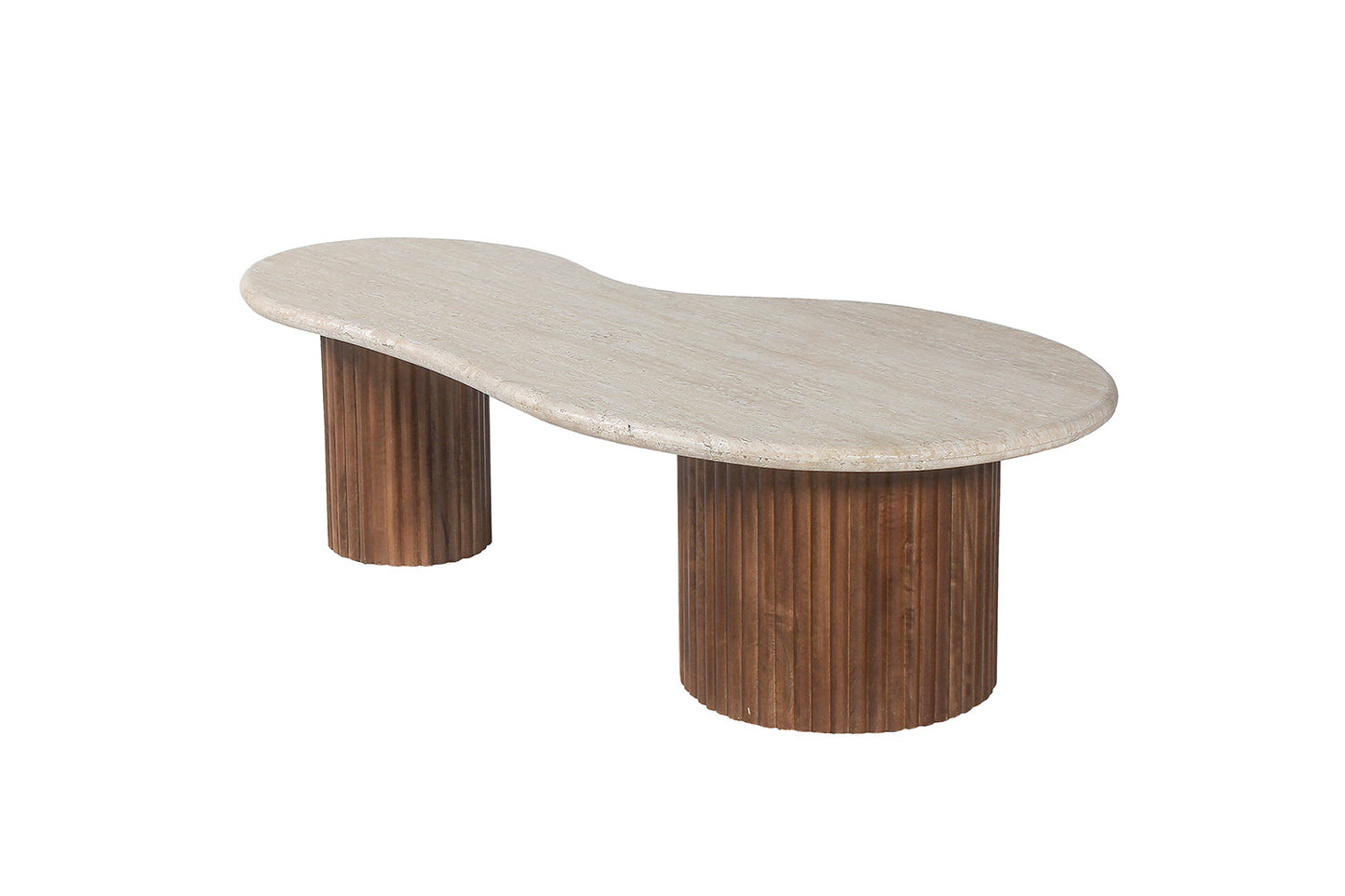 Salontafel linea 120 cm Mango hout met Travertin Beige