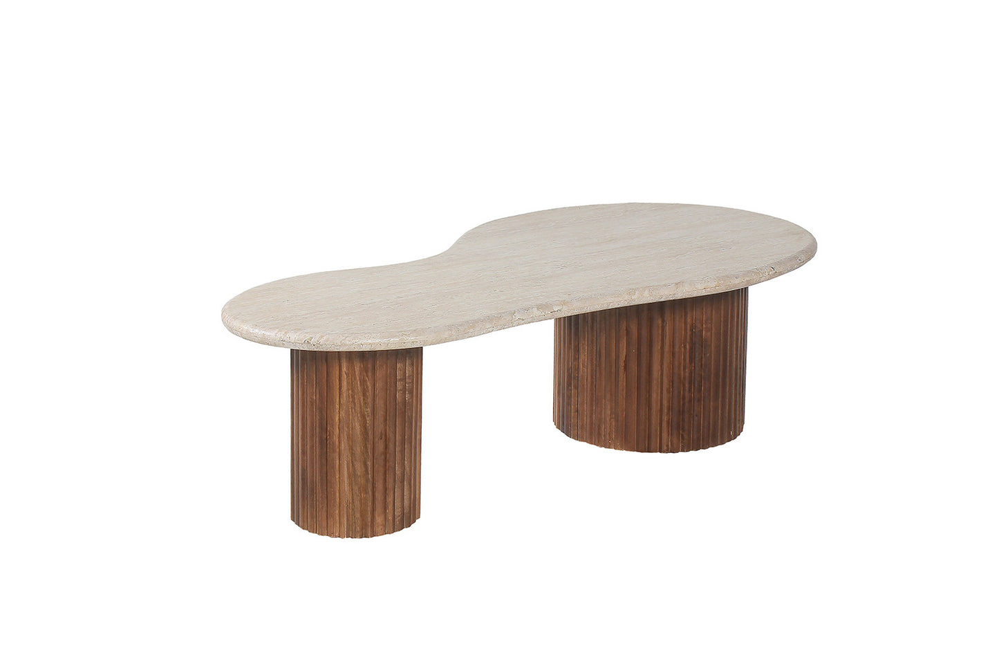 Salontafel linea 120 cm Mango hout met Travertin Beige