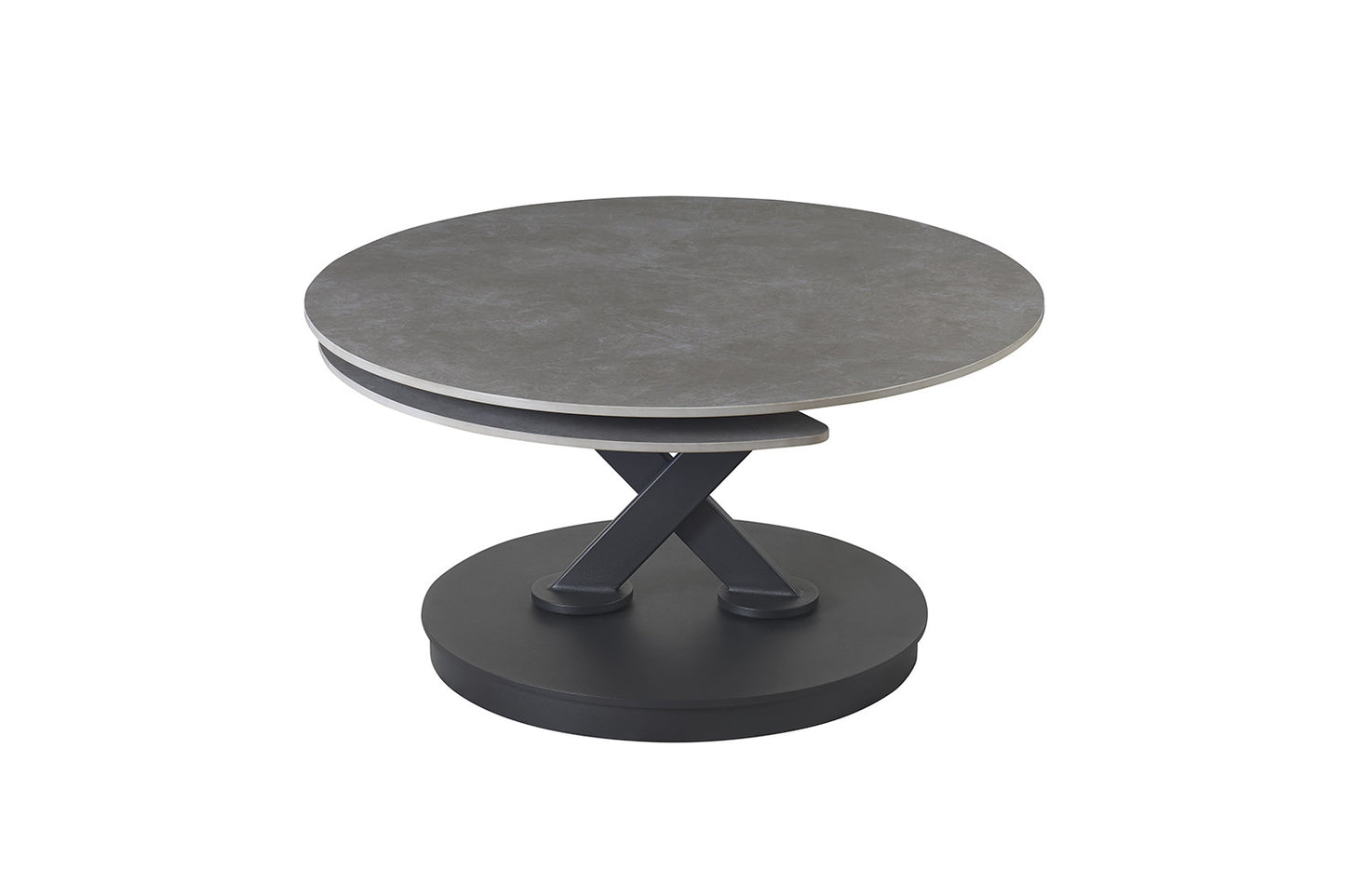 Salontafel nero Rond Draaibaar Steen Lichtgrijs