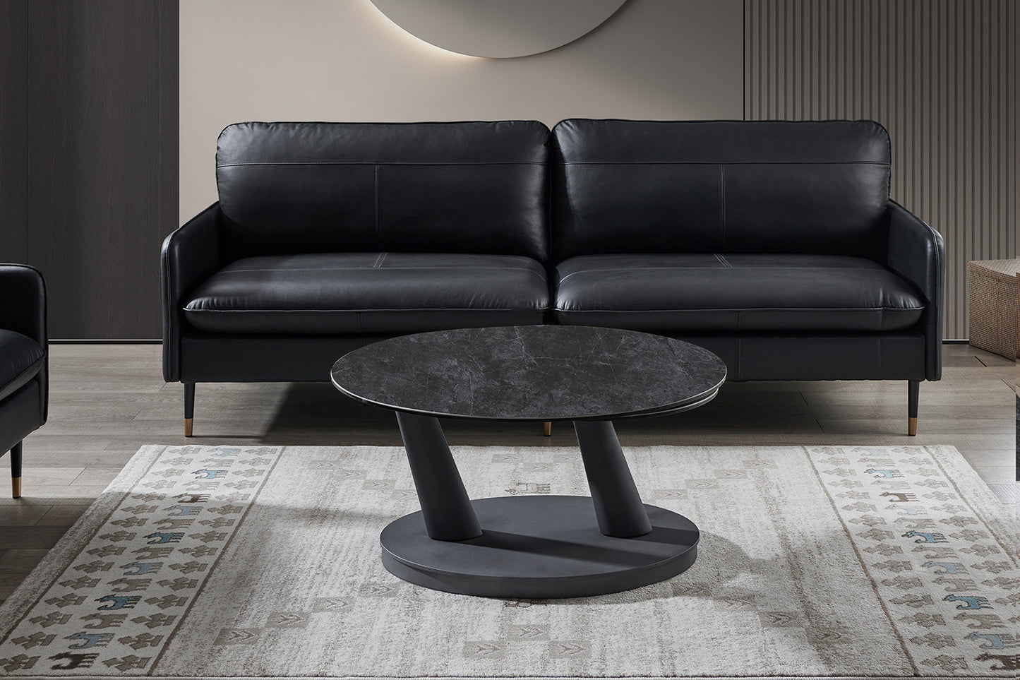 Salontafel noir Rond Draaibaar Steen Donkergrijs