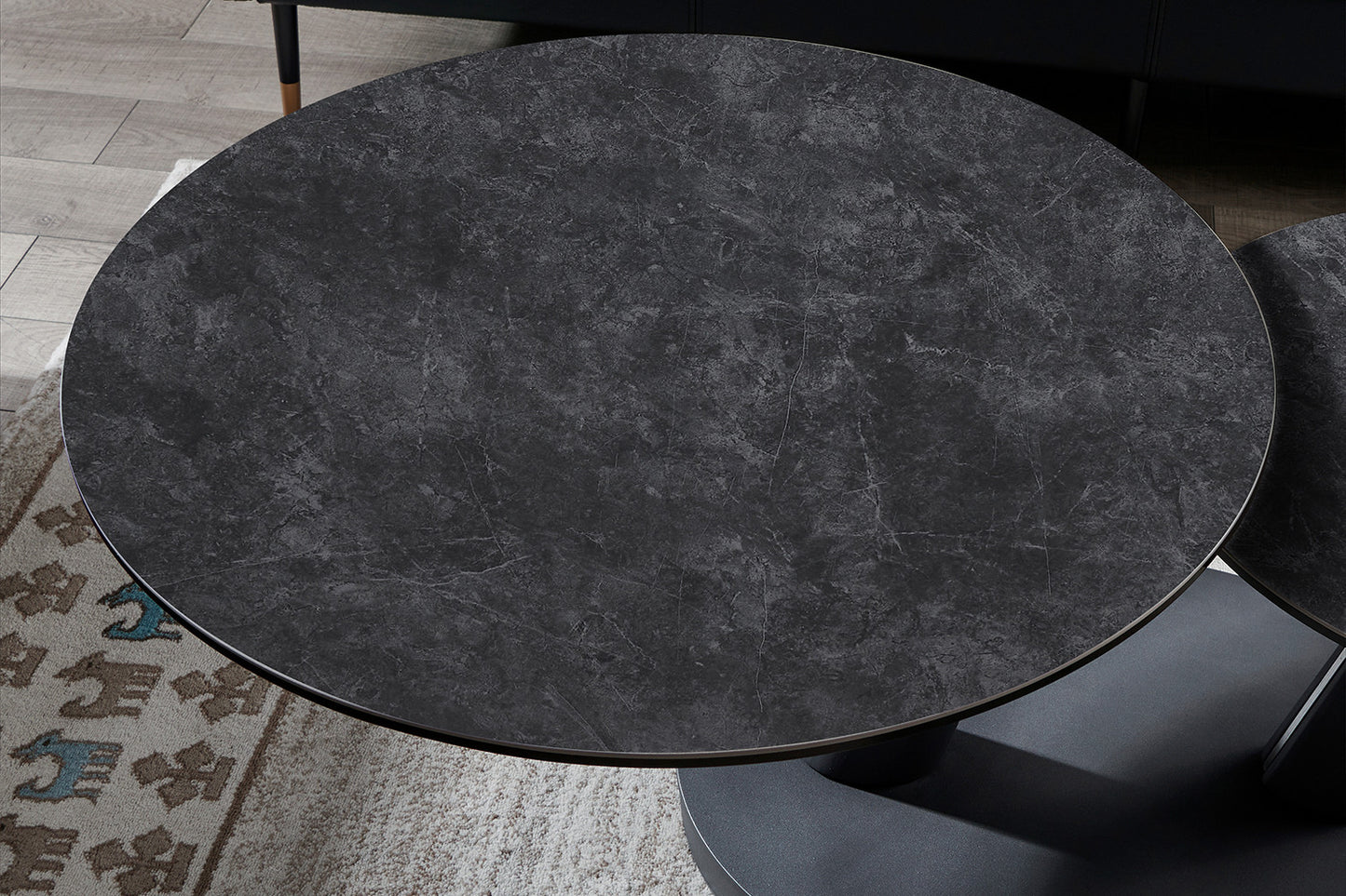 Salontafel noir Rond Draaibaar Steen Donkergrijs