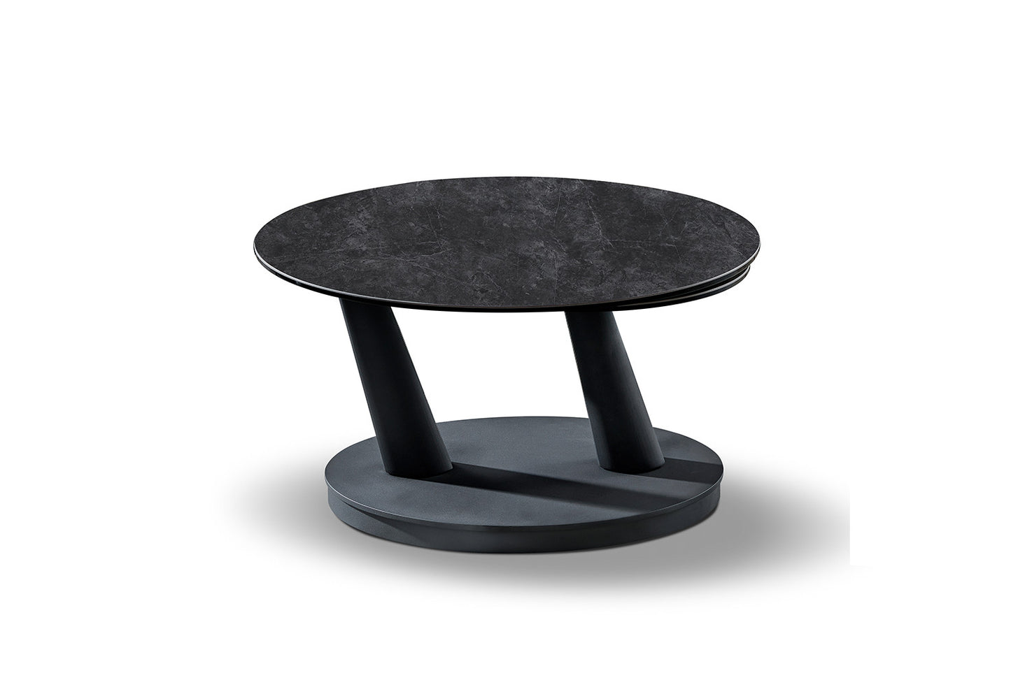 Salontafel noir Rond Draaibaar Steen Donkergrijs