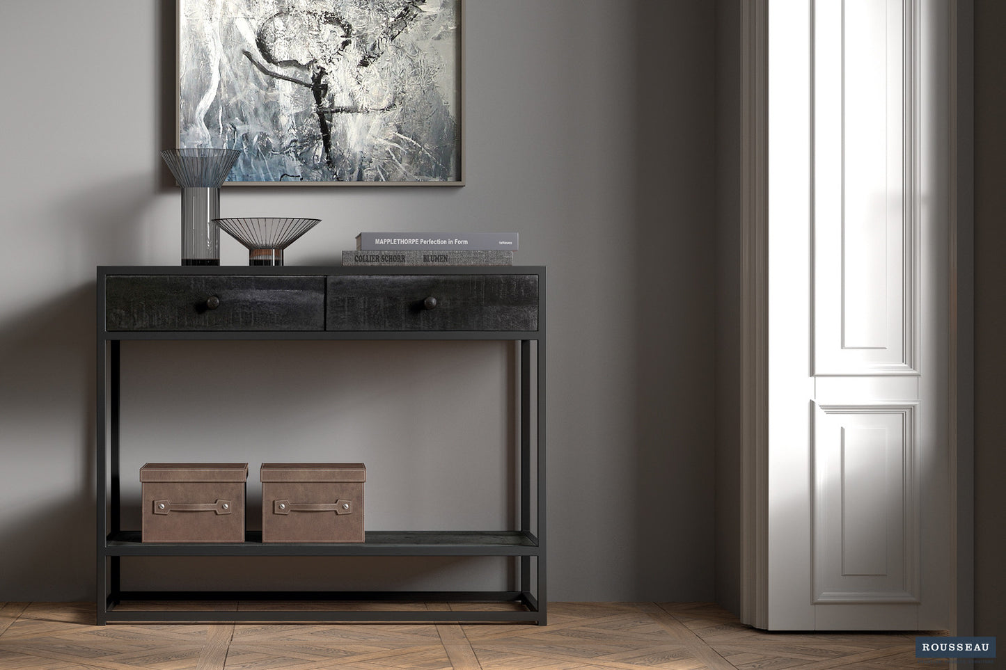 Console hart Mango hout Zwart