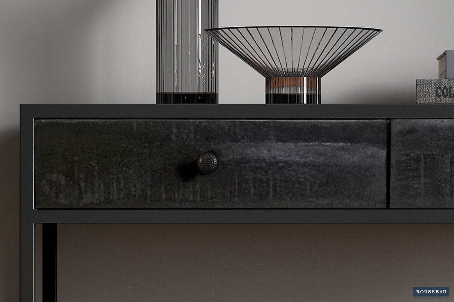 Console hart Mango hout Zwart
