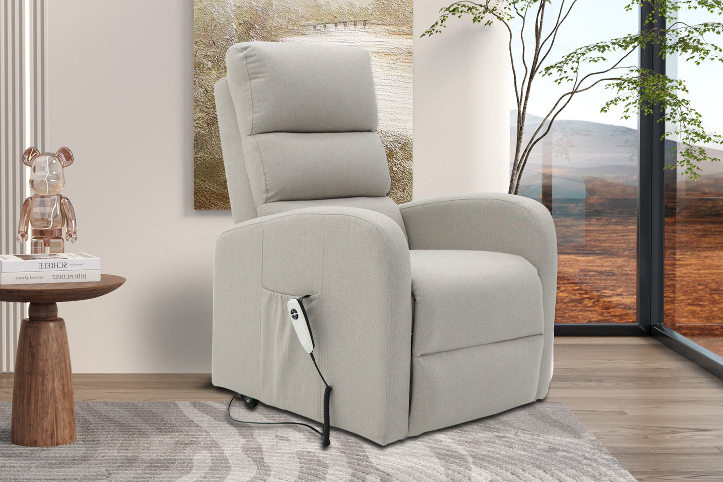 Electrische relax met lift onyx Stof Lichtgrijs