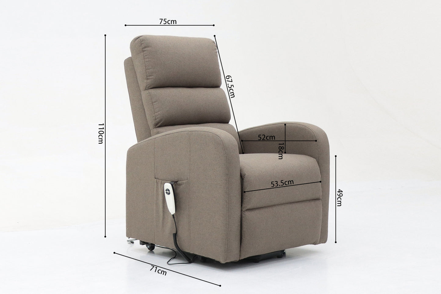 Electrische relax met lift onyx Stof Taupe