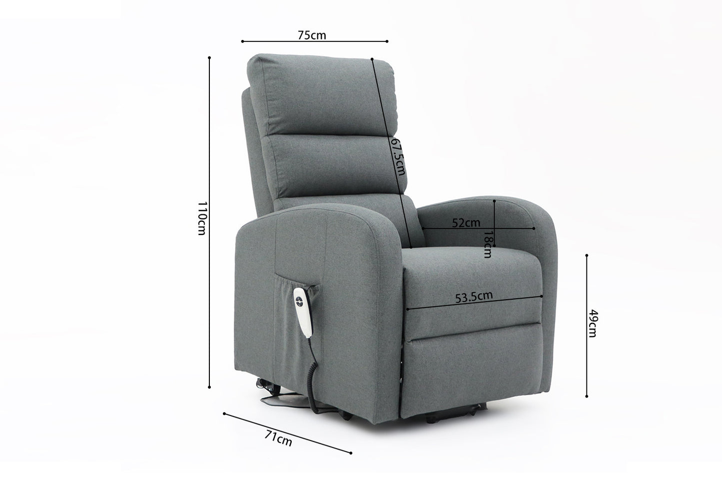 Electrische relax met lift onyx Stof Donkergrijs