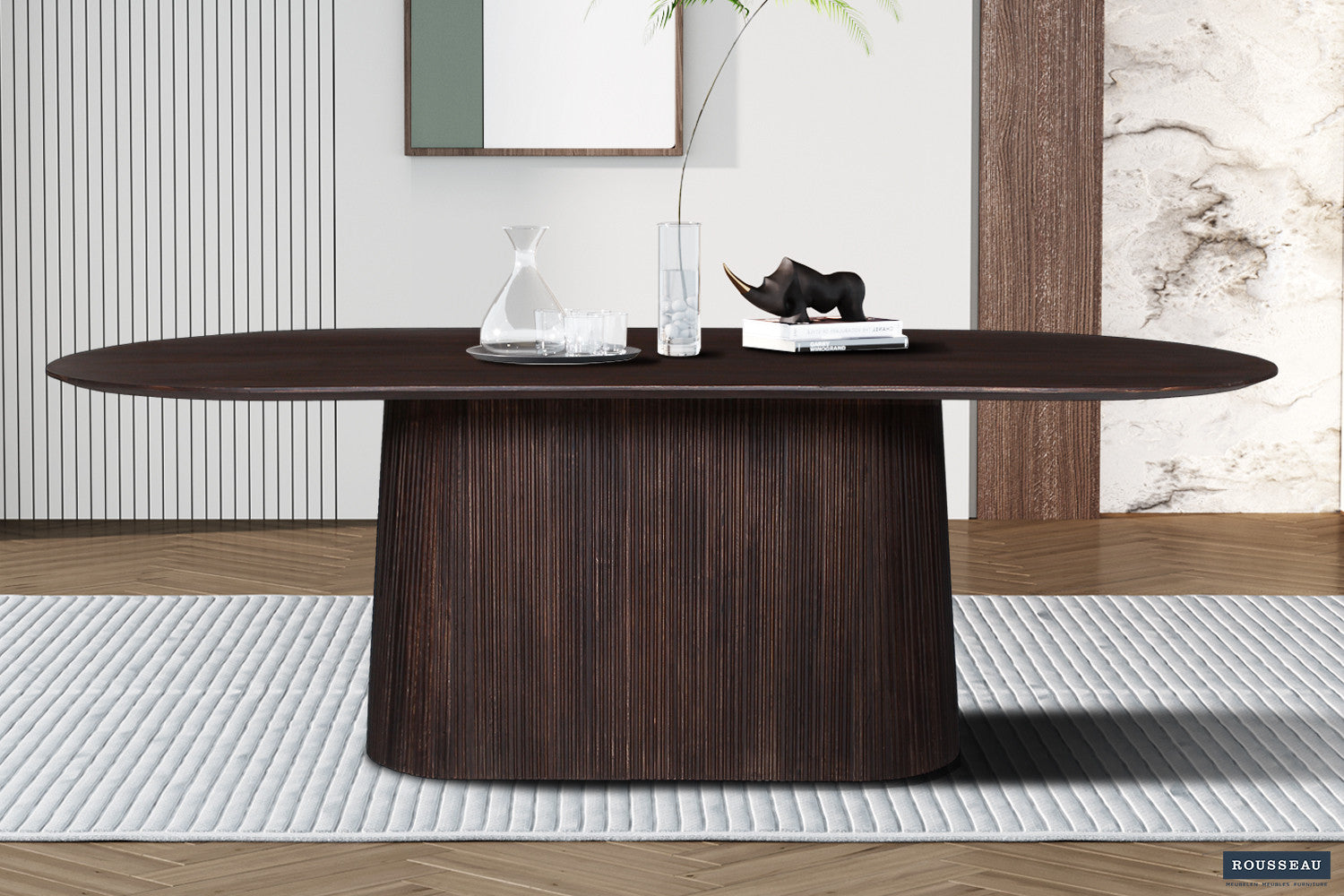 Tafel arc 230 cm Ovaal Mango hout Donkerbruin