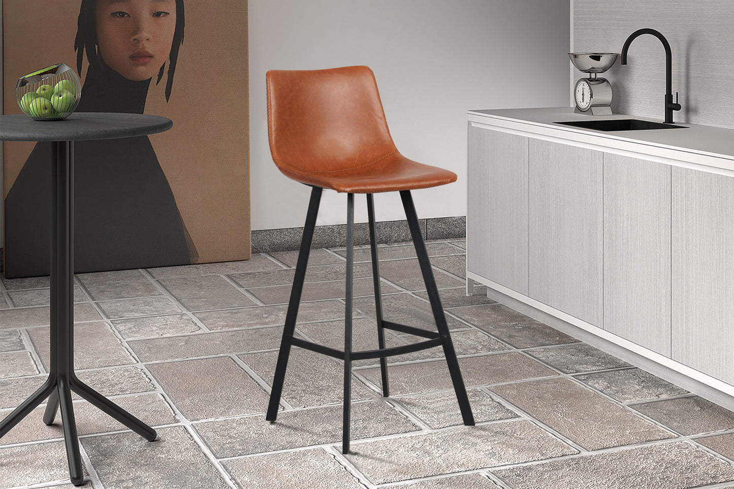 Barstoel crystalia PU Cognac