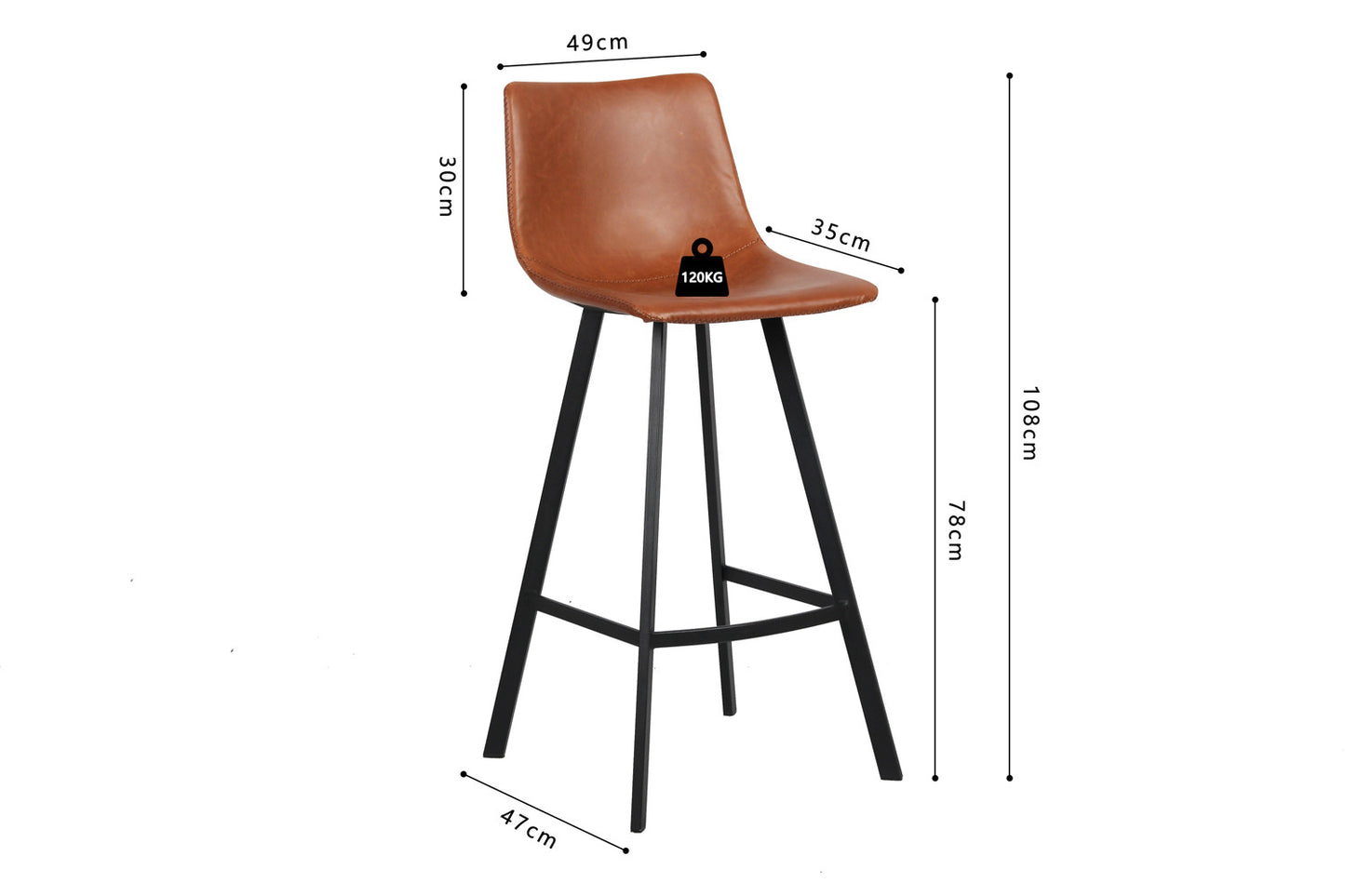 Barstoel crystalia PU Cognac