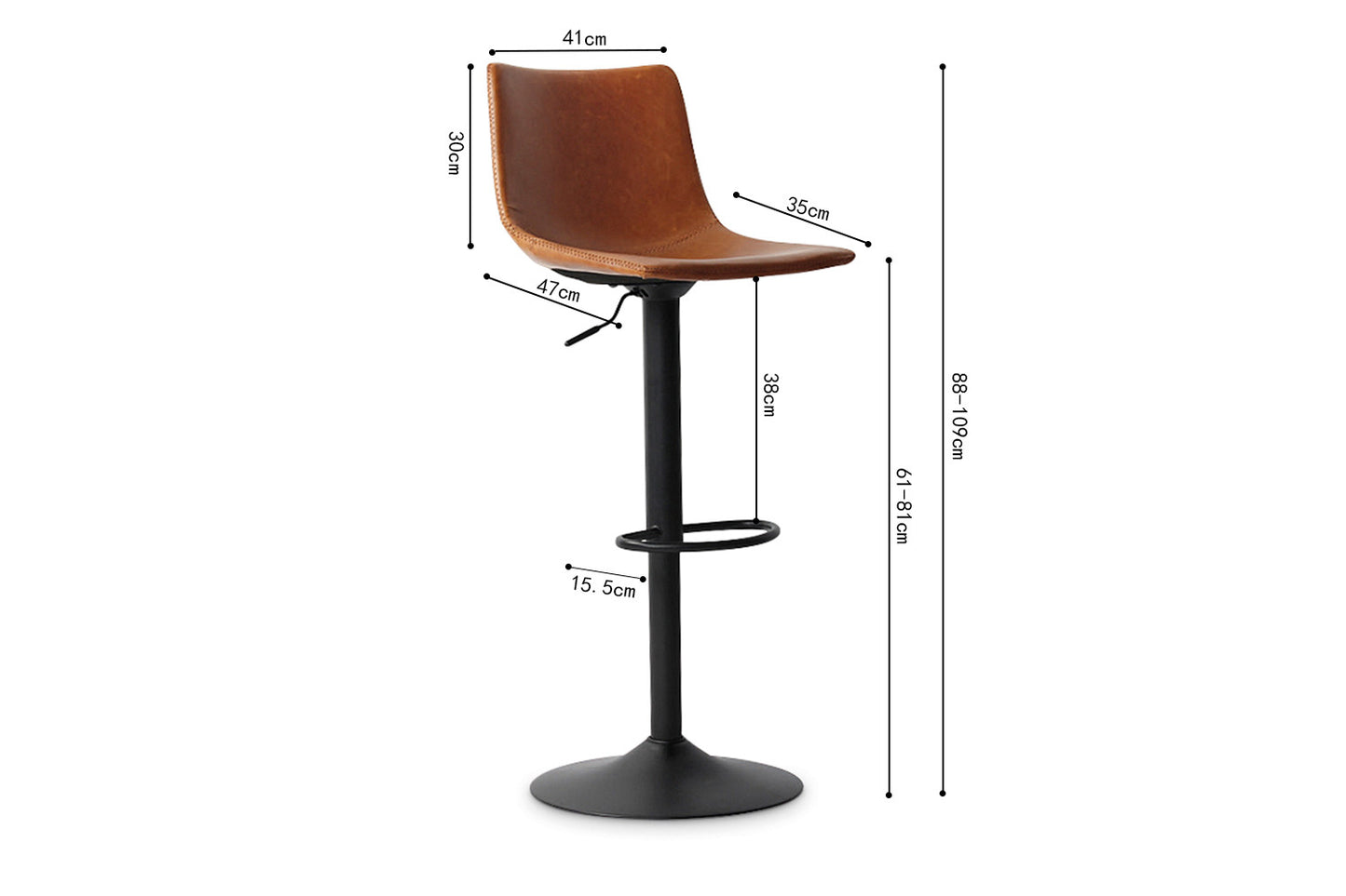 Barstoel blends PU Cognac
