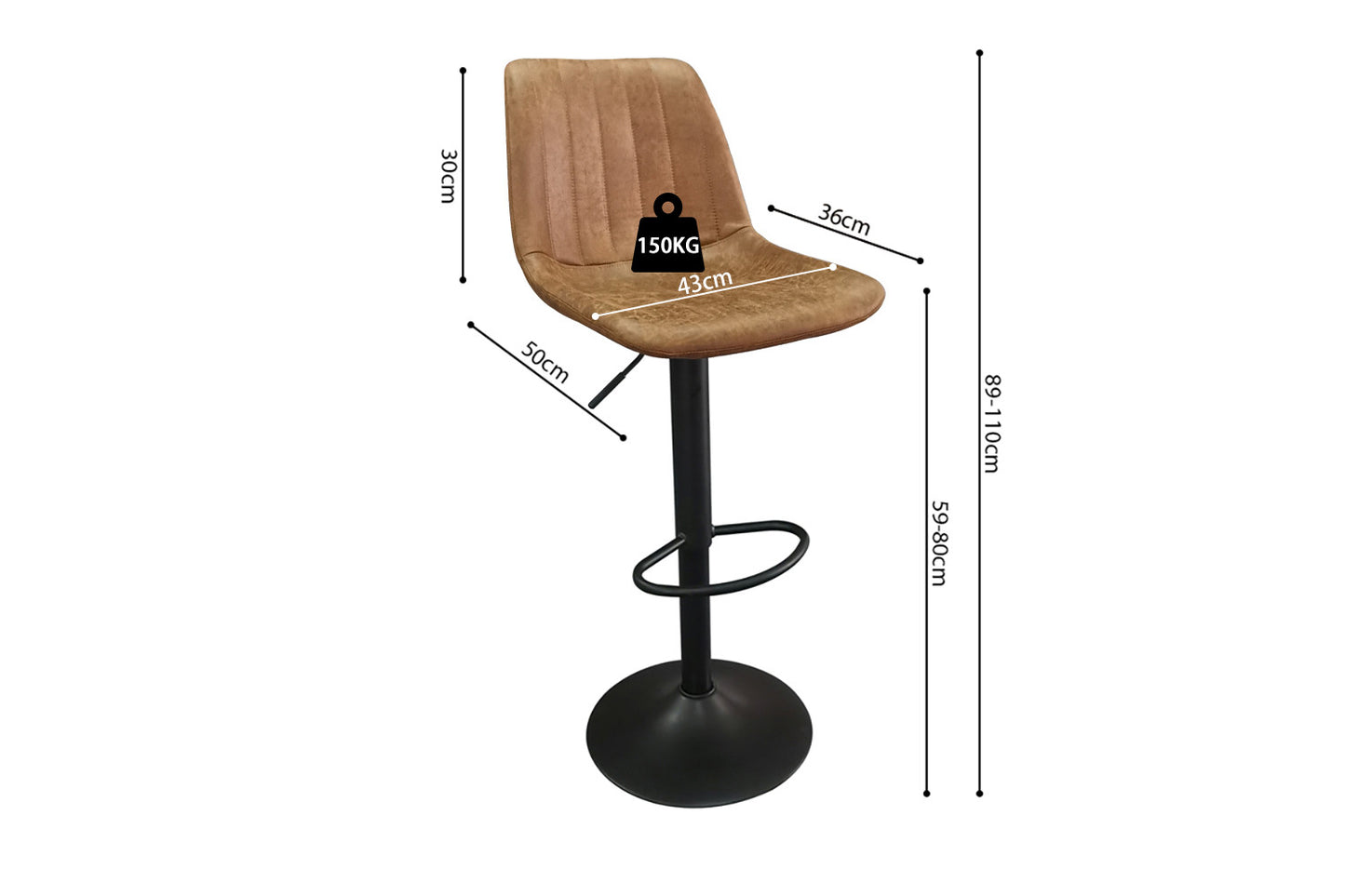 Barstoel belingo PU Ote Topper 02 Cognac