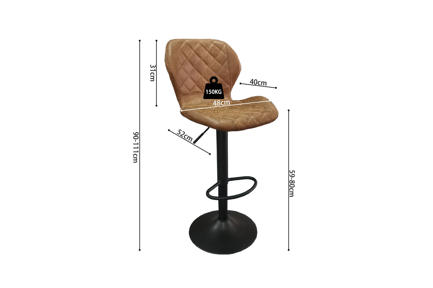 Barstoel devites PU Ote Topper 02 Cognac