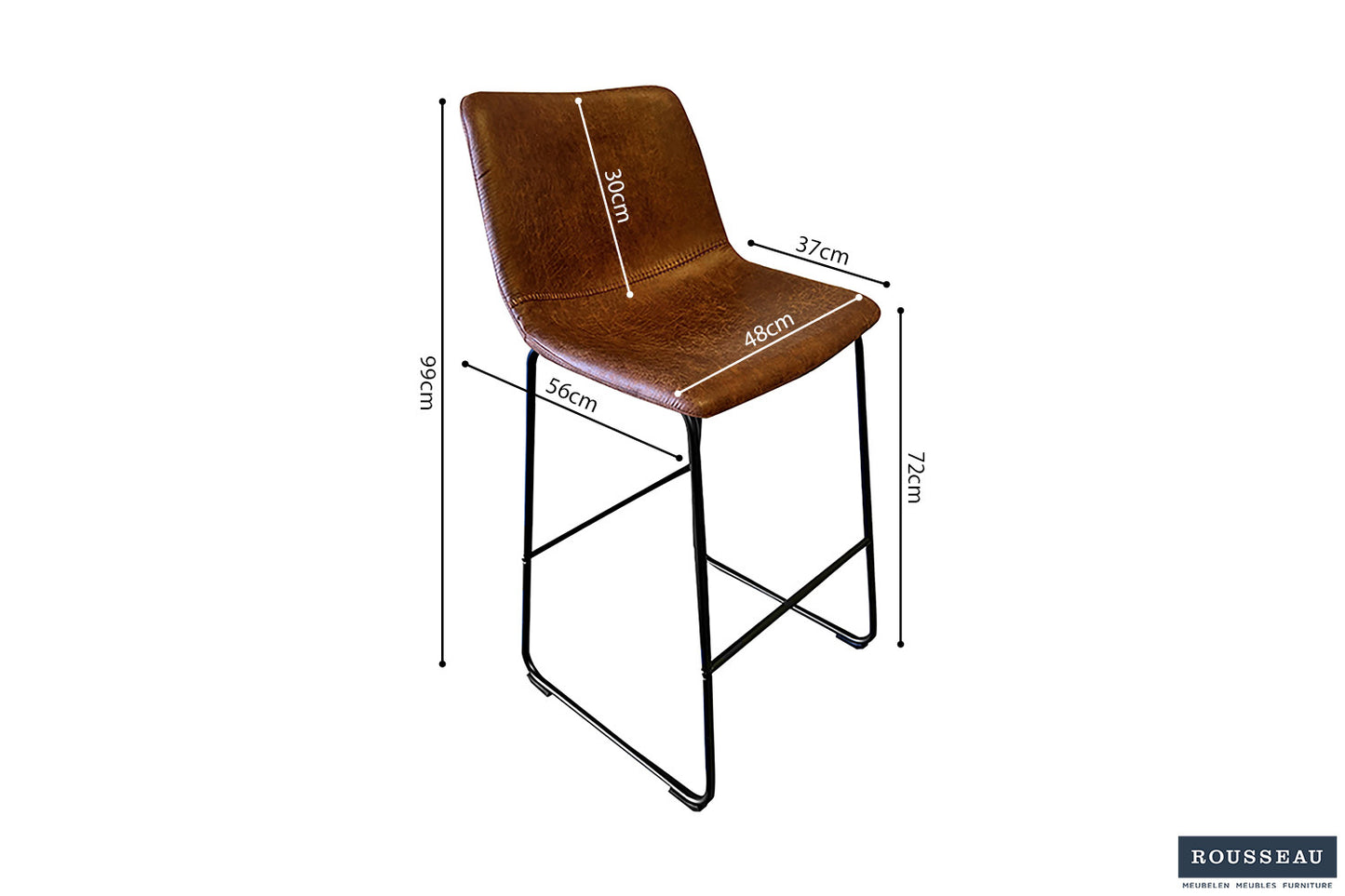 Barstoel acacia PU Ote Topper 02 Cognac