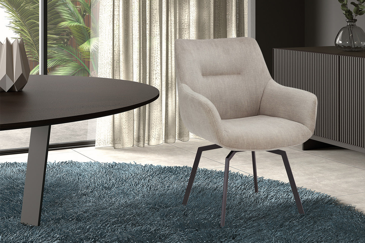 Stoel dianto Draaibaar Ribfluweel Beige