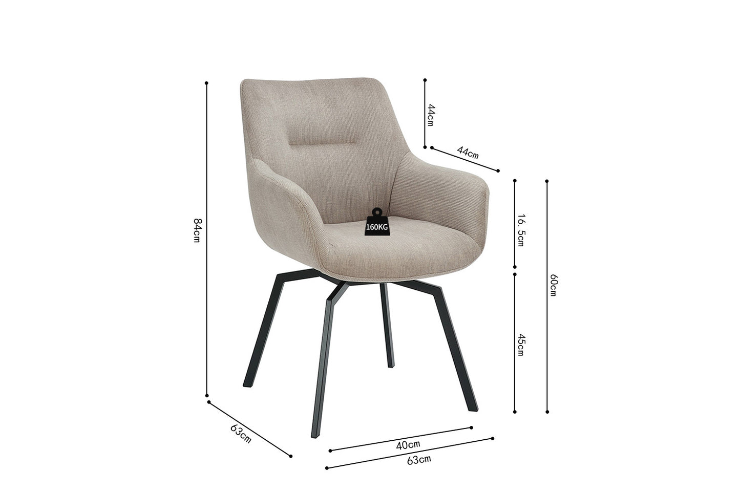 Stoel dianto Draaibaar Ribfluweel Beige