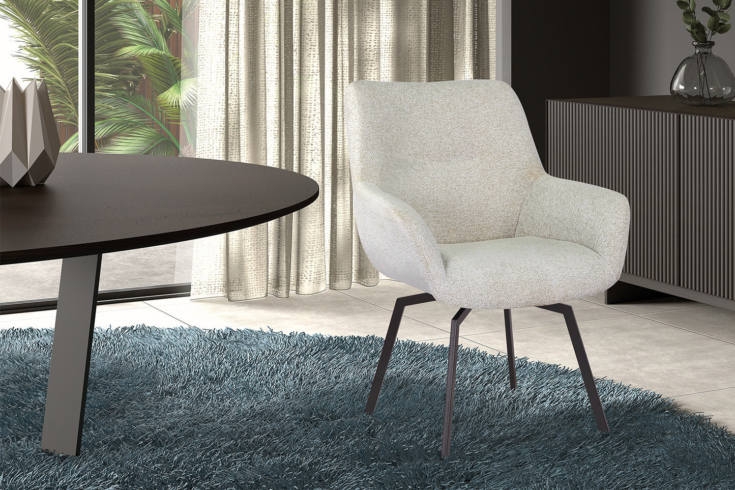 Stoel dianto Draaibaar Stof Fabb Raven 22 Ecru