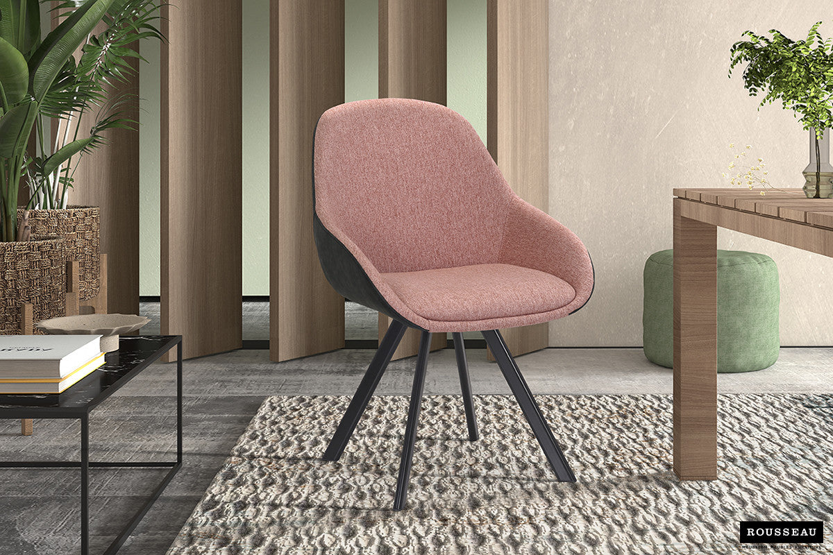 Stoel tortina Stof Roze Rug PU Donkergrijs