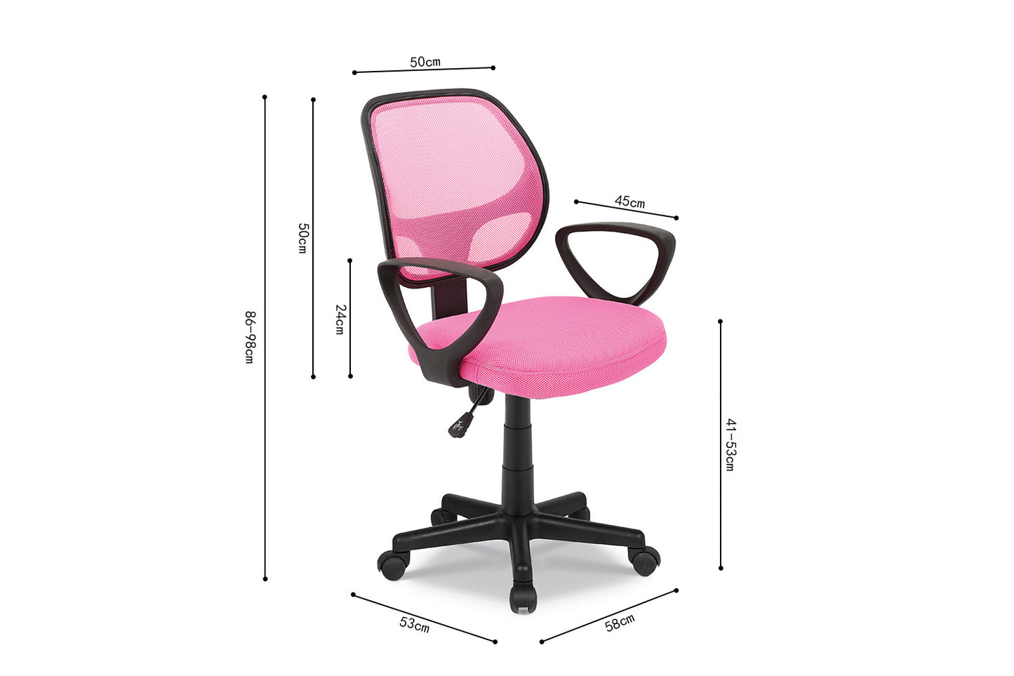 Bureaustoel Hans Mesh Roze