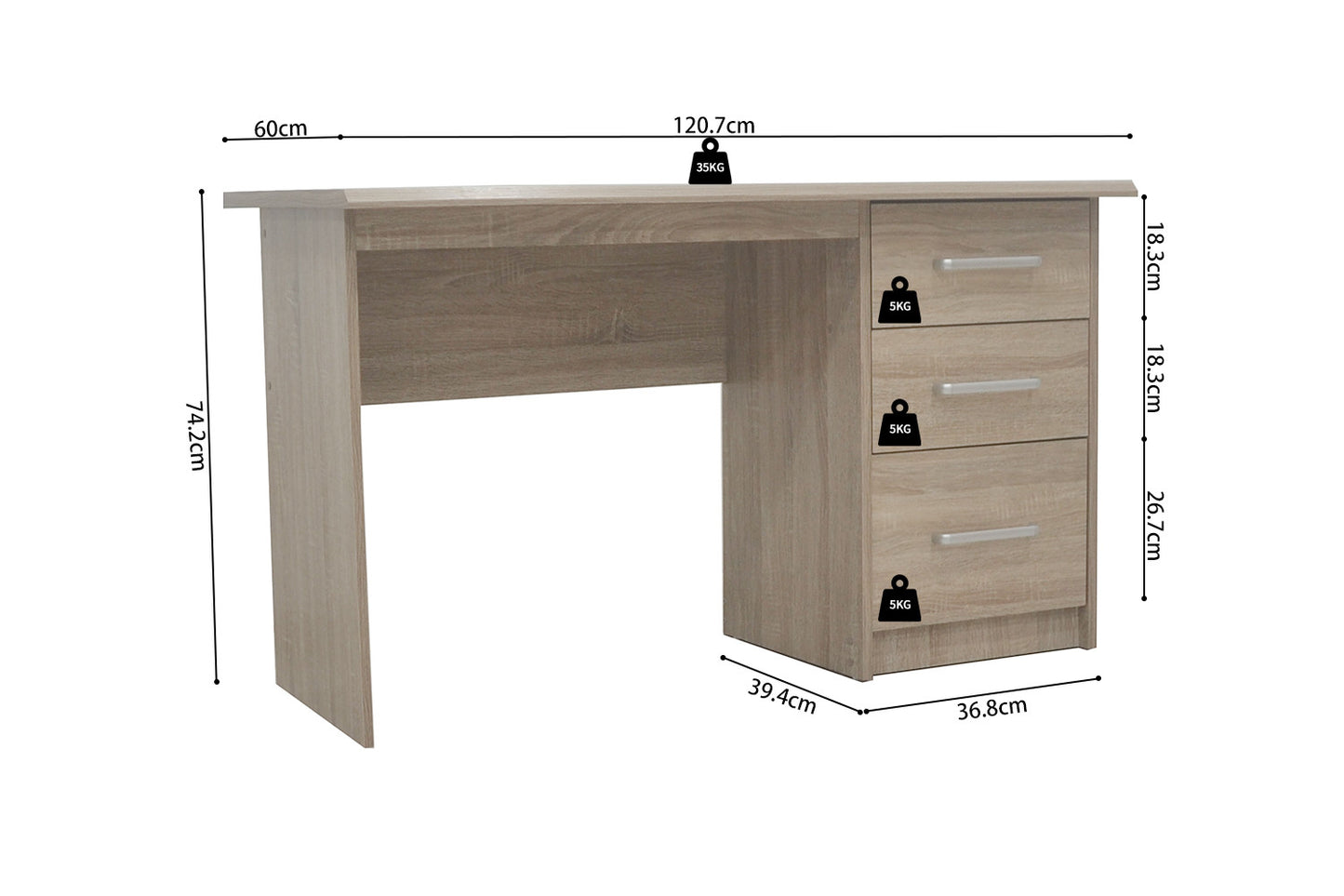 Bureau Daniel 3 lades Sonoma