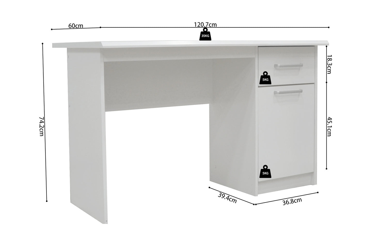 Bureau Saman 1 lade 1 deur Wit