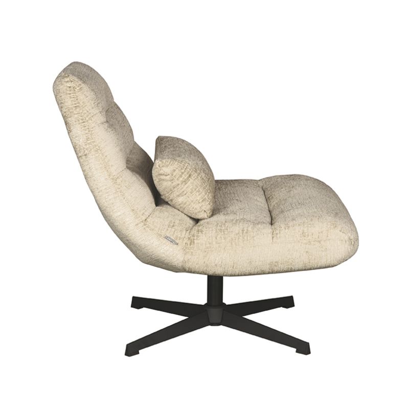 Draaifauteuil Nox 77x62x53 cm Beige Elegance | Zwart Metaal