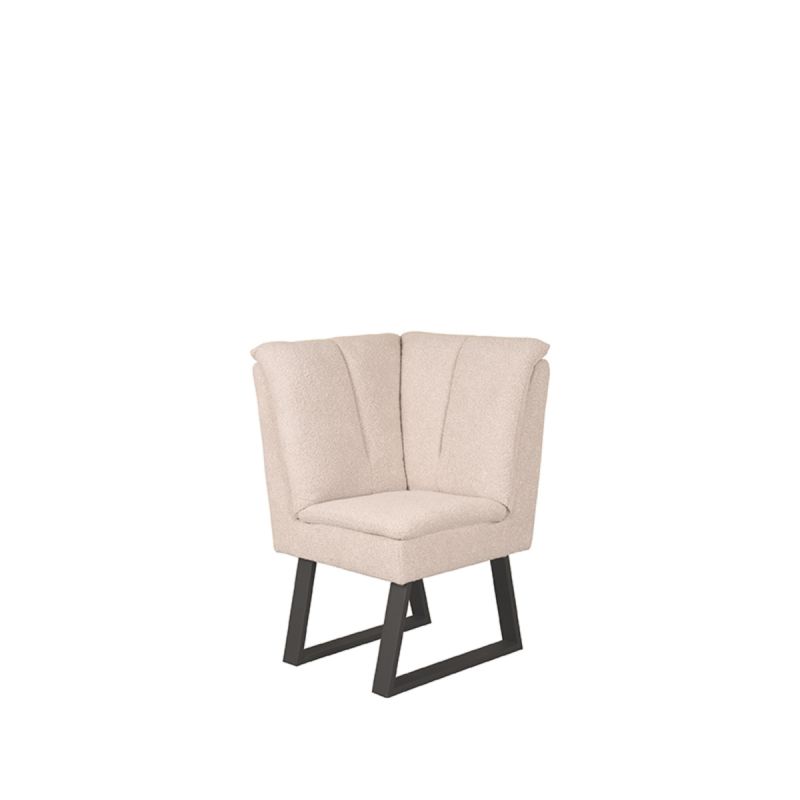 Eetkamerbank Modula Hoek 62x62x92 cm Naturel Boucle | Zwart Metaal