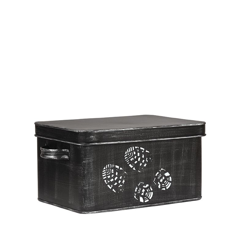 Schoenpoets Opbergdoos 36x21x16 cm Antiek Zwart Metaal