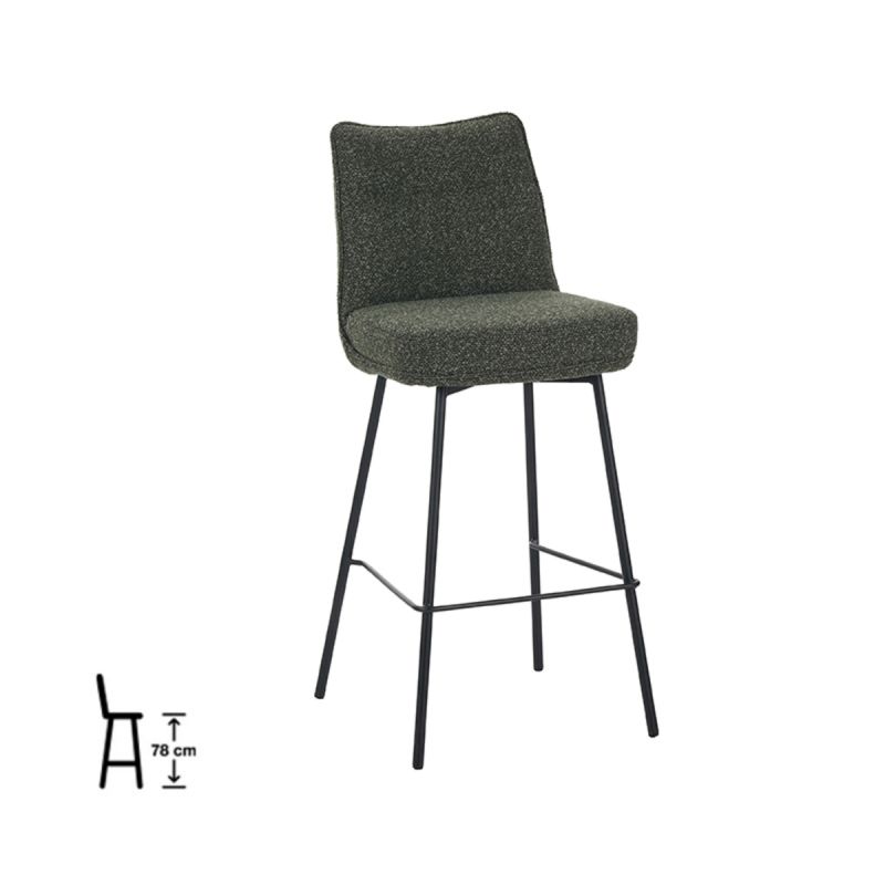 Barkruk Lennon 46x55x107 cm Forest Royal Boucle | Zwart Metaa