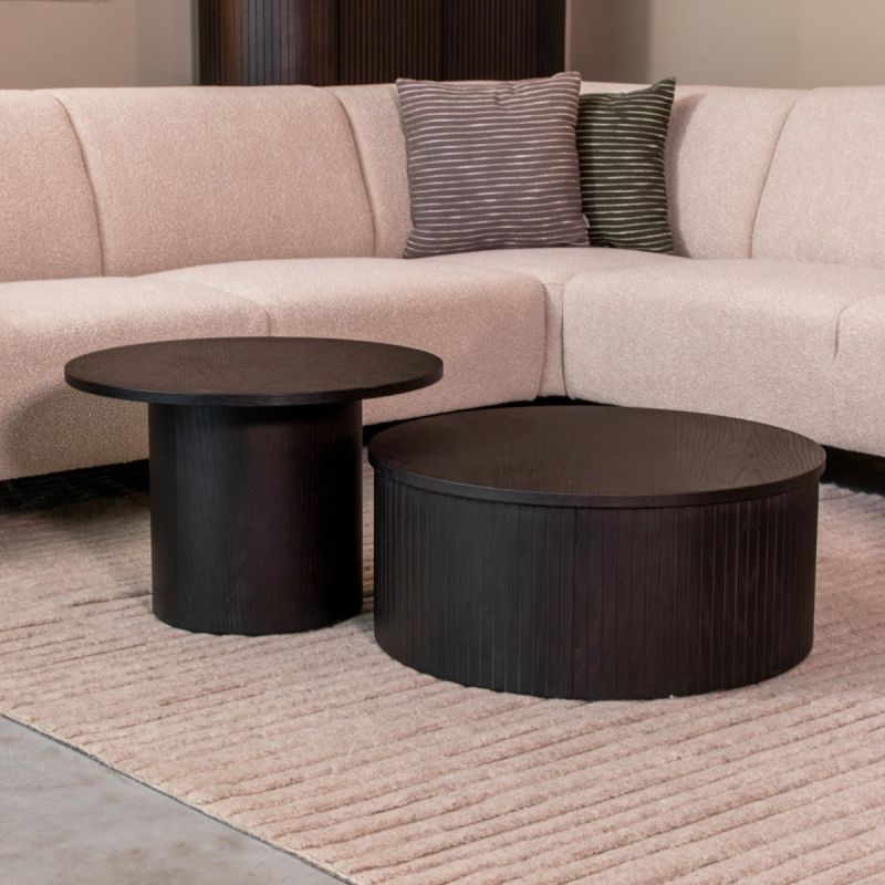 Salontafel Set Oliva 120x70x40 cm Zwart Eikenhout