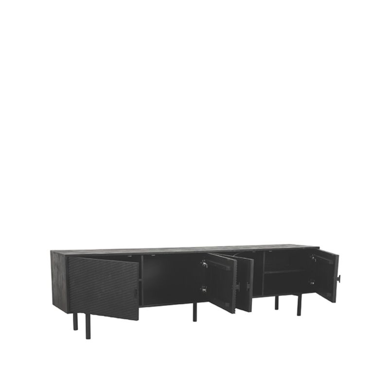 Tv-Meubel Cotia 220x40x60 cm Zwart Mangohout | Zwart Metaal