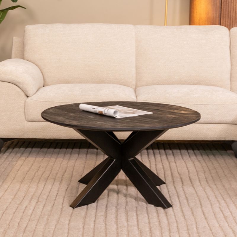Salontafel Otis 80x80x43 cm Zwart Mangohout | Zwart Metaal
