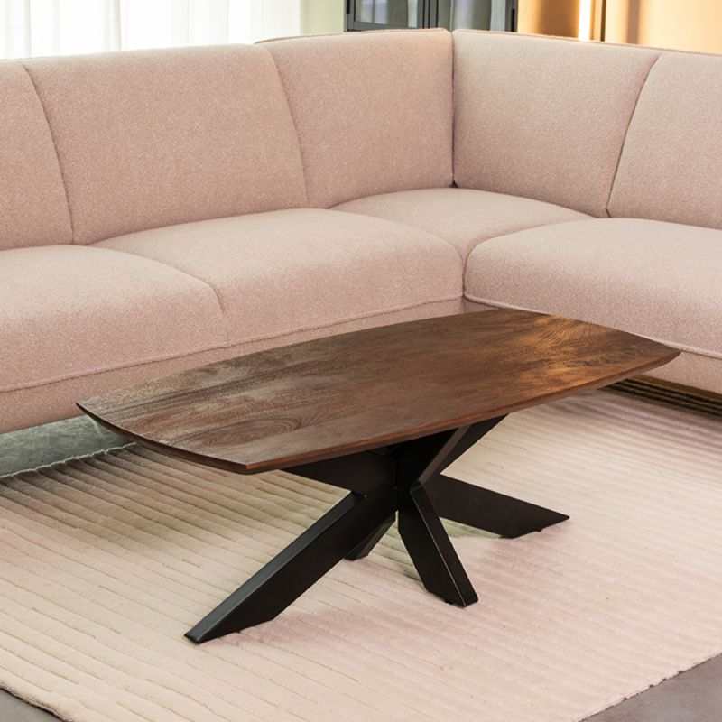 Salontafel Zane 120x56x40 cm Espresso Mangohout | Zwart Metaal